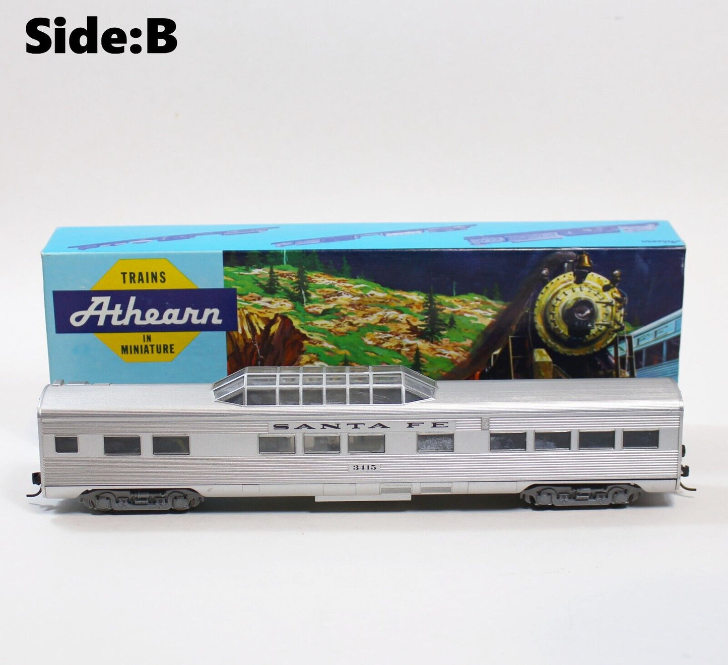 Athearn Train 1821 Santa Fe Streamline Vista Dom #3415 HO Scale Train-Pre built