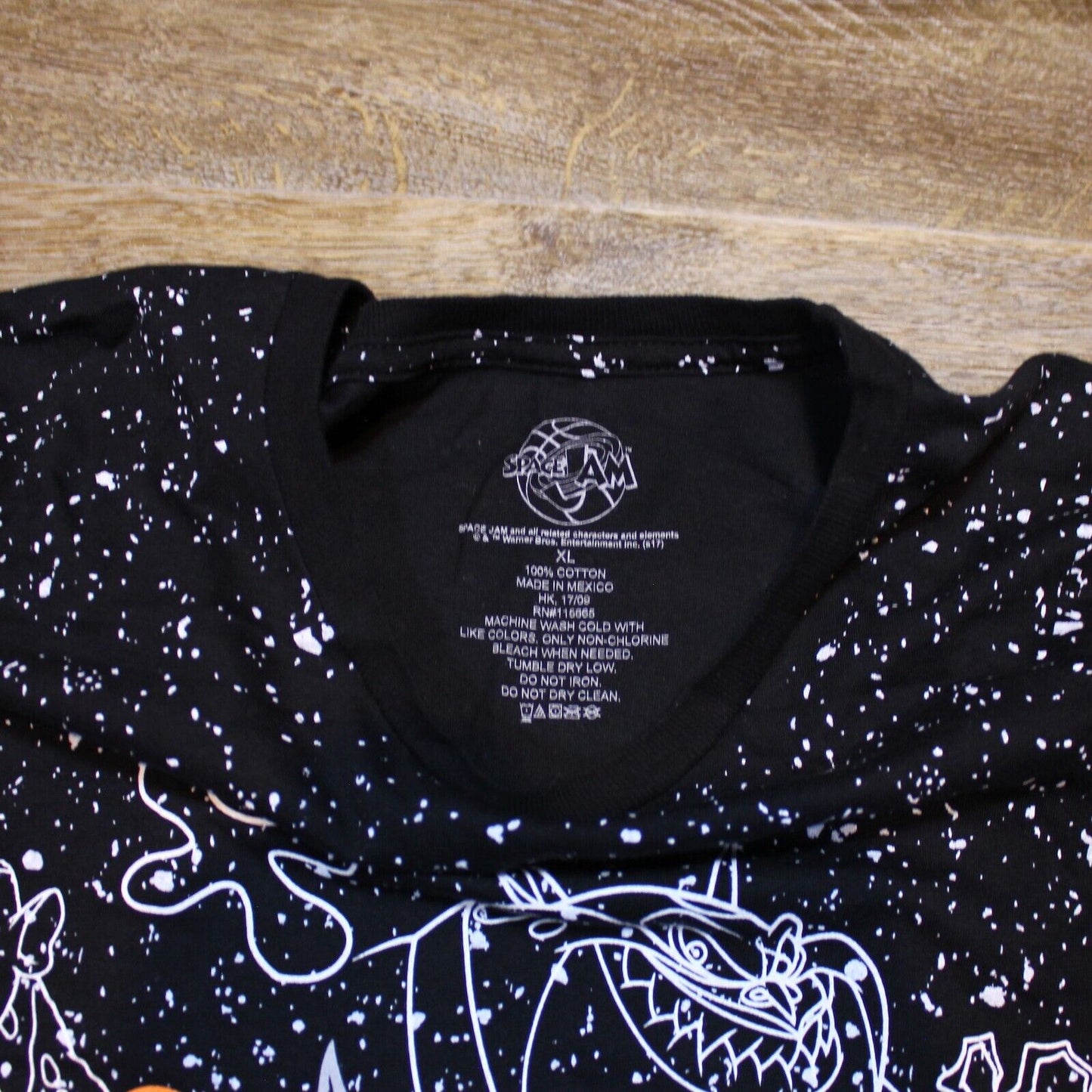 Space Jam Tune Squad All Over Print Looney Tunes Black T-Shirt- Men's Size XL