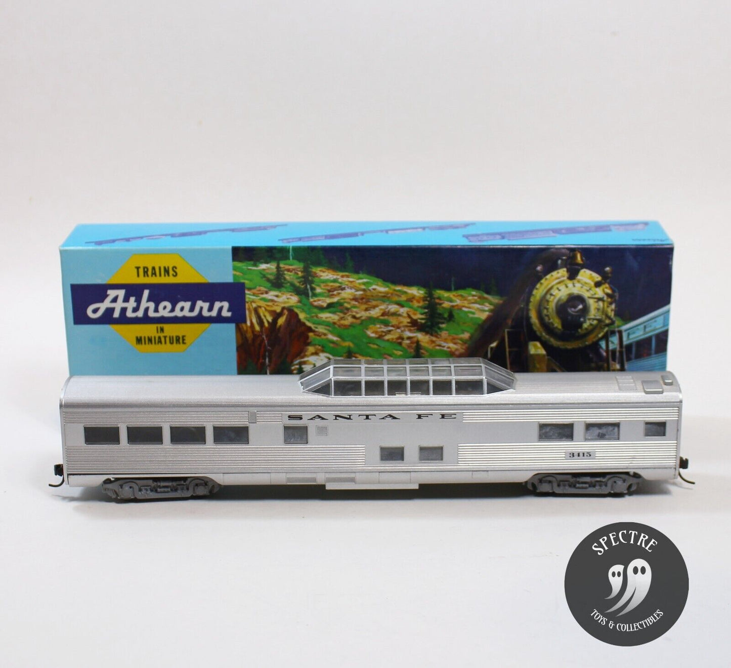 Athearn Train 1821 Santa Fe Streamline Vista Dom #3415 HO Scale Train-Pre built