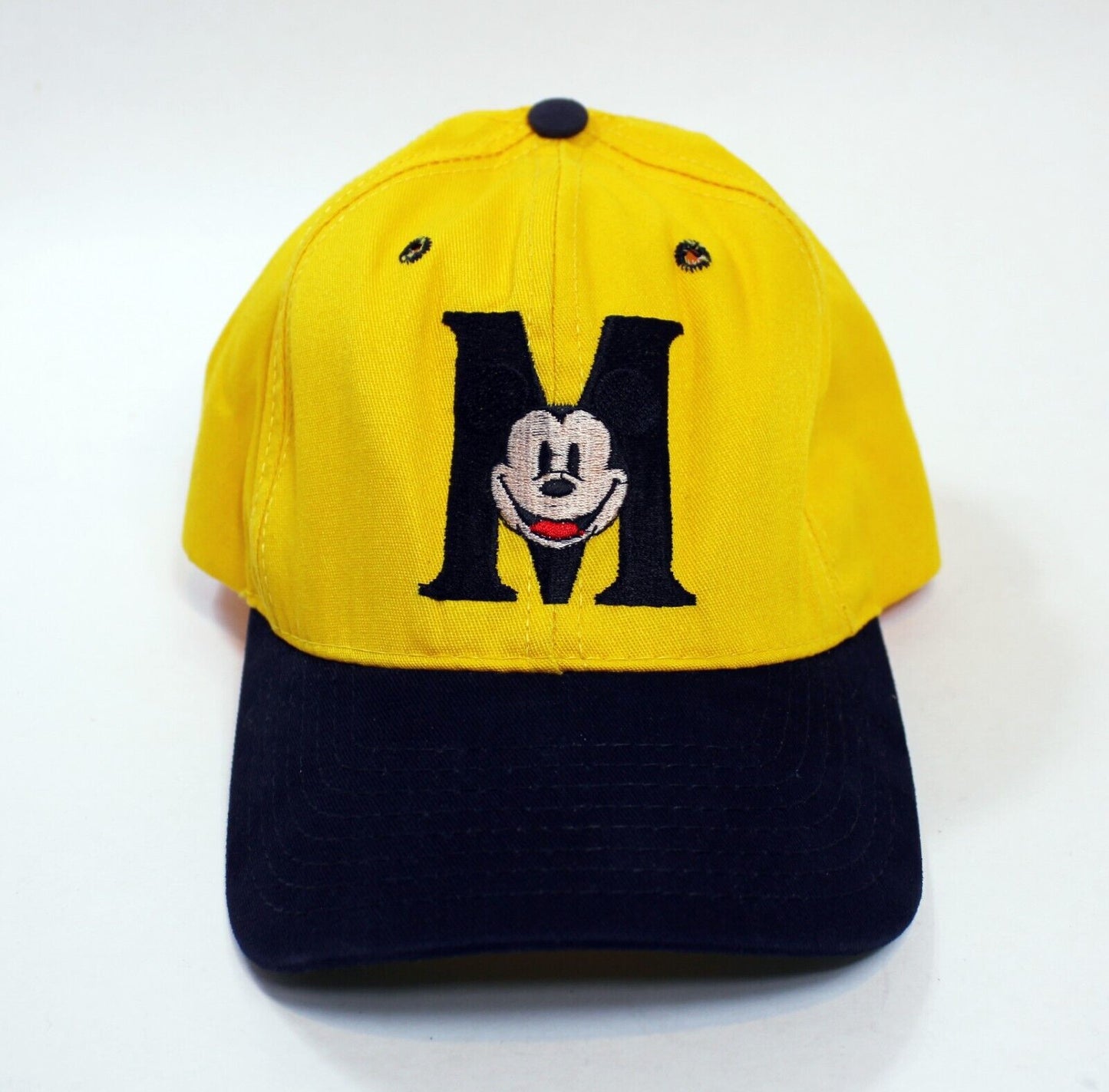 Vintage Mickey Mouse 2 toned Yellow/Black Baseball Cap Walt Disney- Made In USA