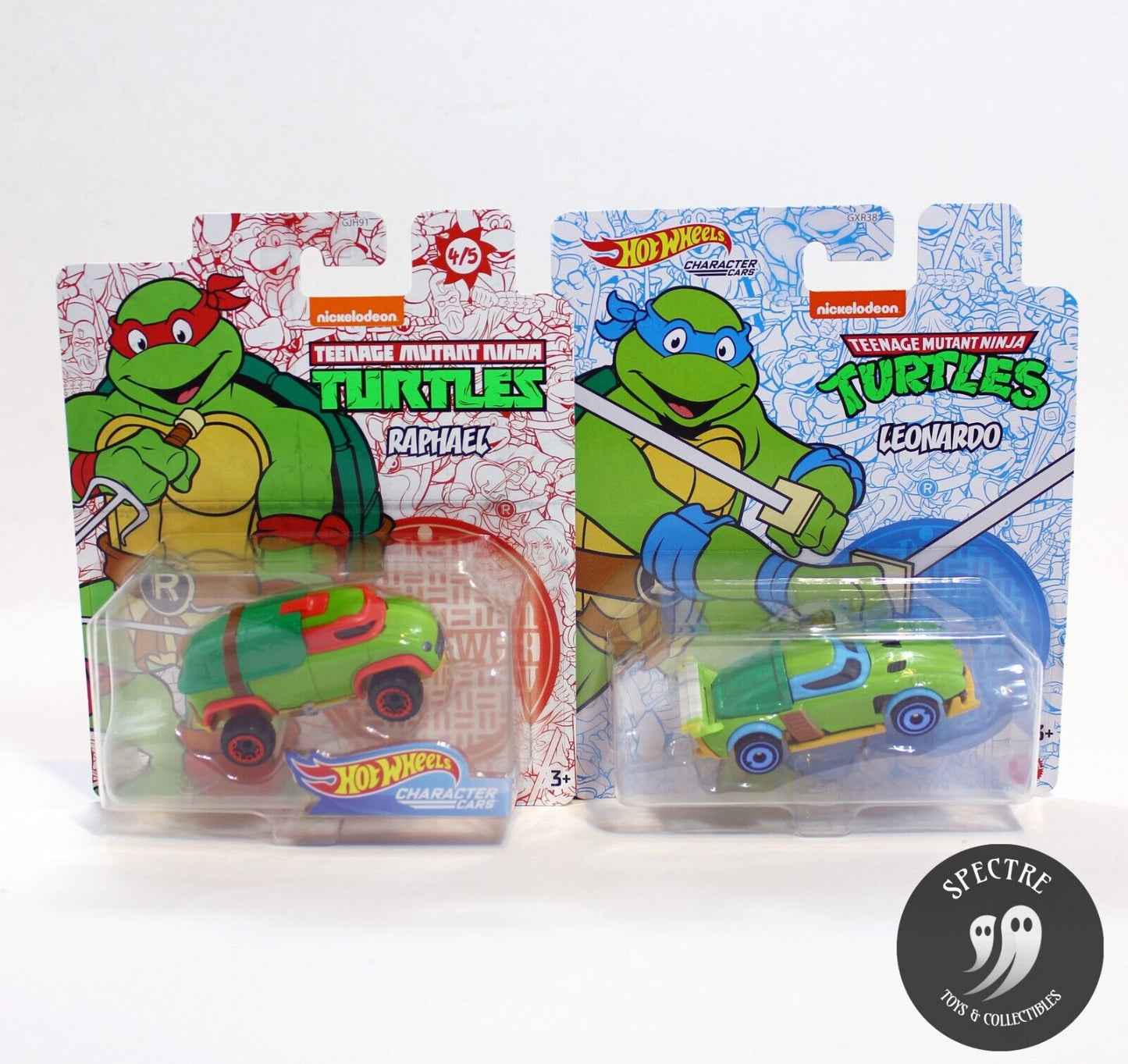 Hot Wheels TMNT Raphael, Leonardo Character Cars - Mattel 2019
