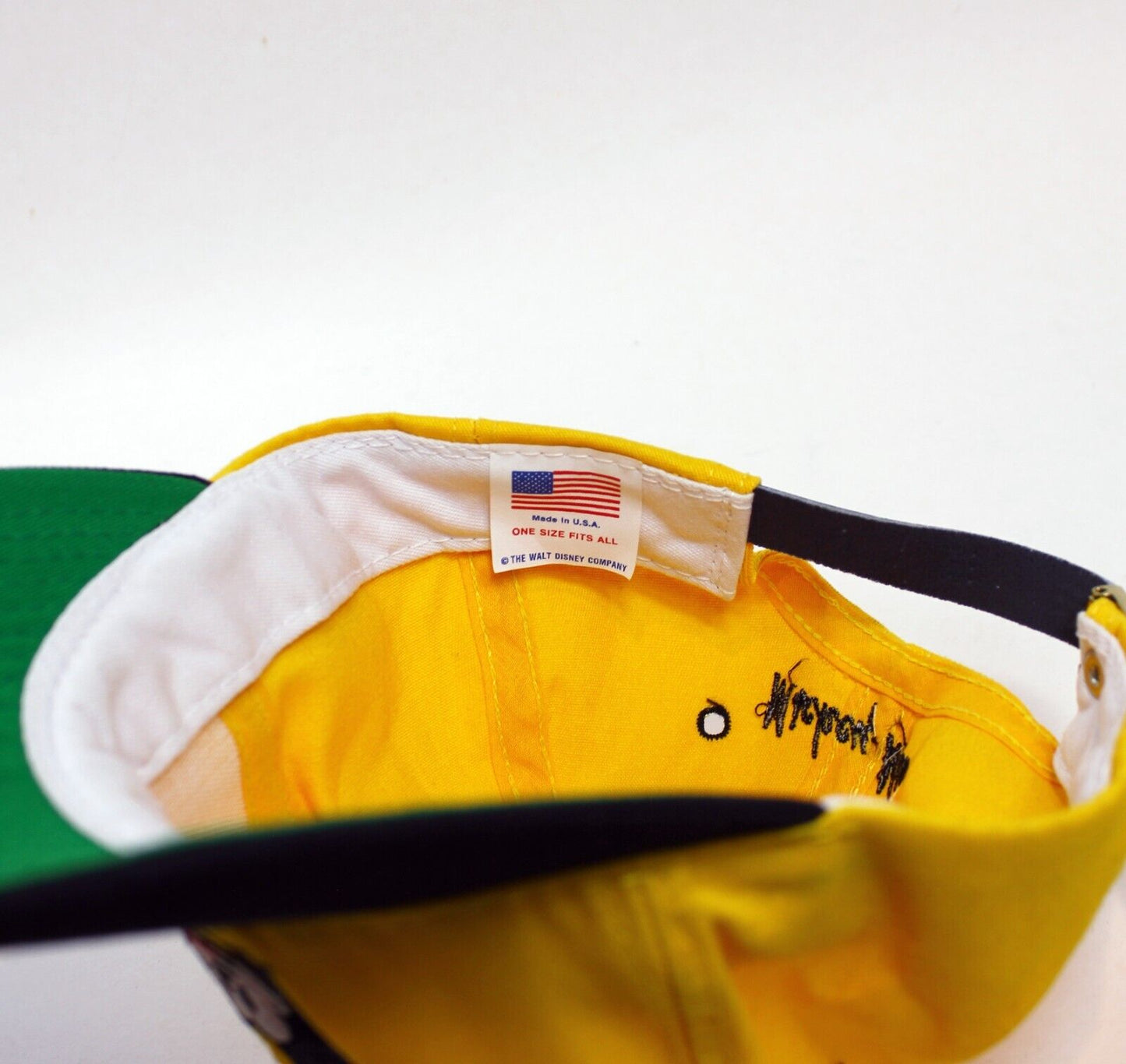Vintage Mickey Mouse 2 toned Yellow/Black Baseball Cap Walt Disney- Made In USA