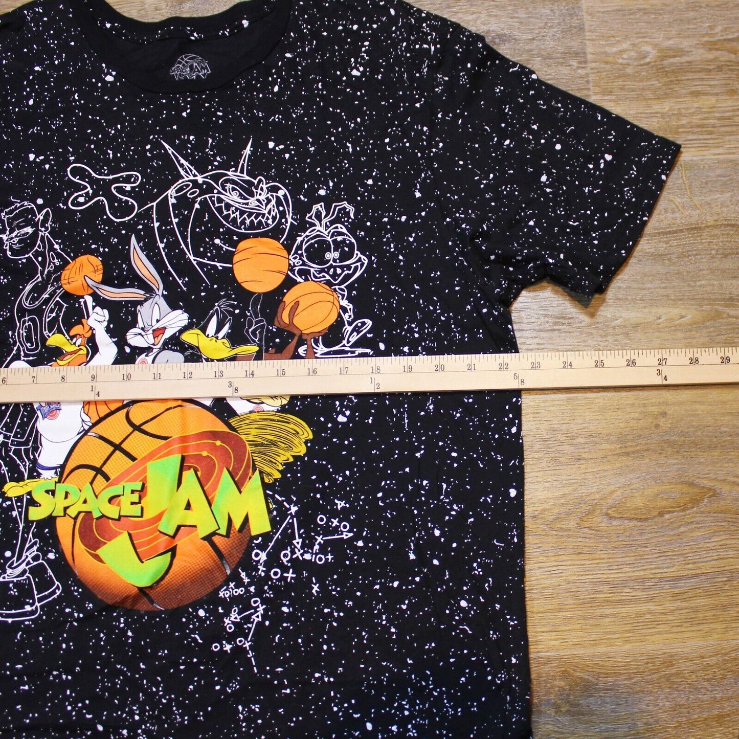 Space Jam Tune Squad All Over Print Looney Tunes Black T-Shirt- Men's Size XL
