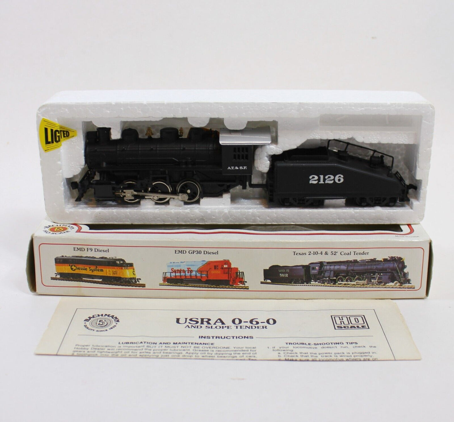 Bachmann Santa Fe USRA 0-6-0 & Tender Locomotive HO Scale - Tested/In Box C7