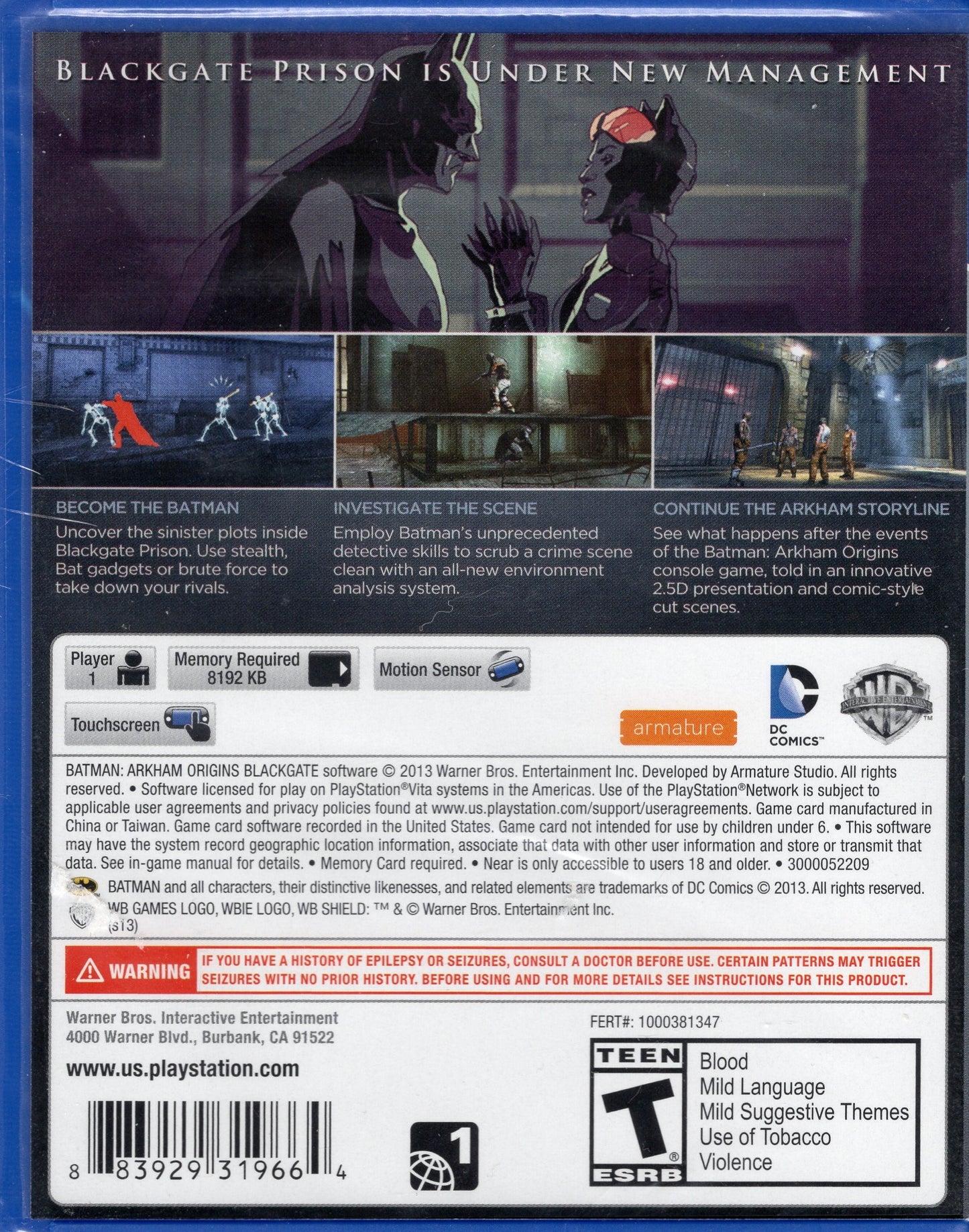 PS Vita Batman Arkham Origins Blackgate