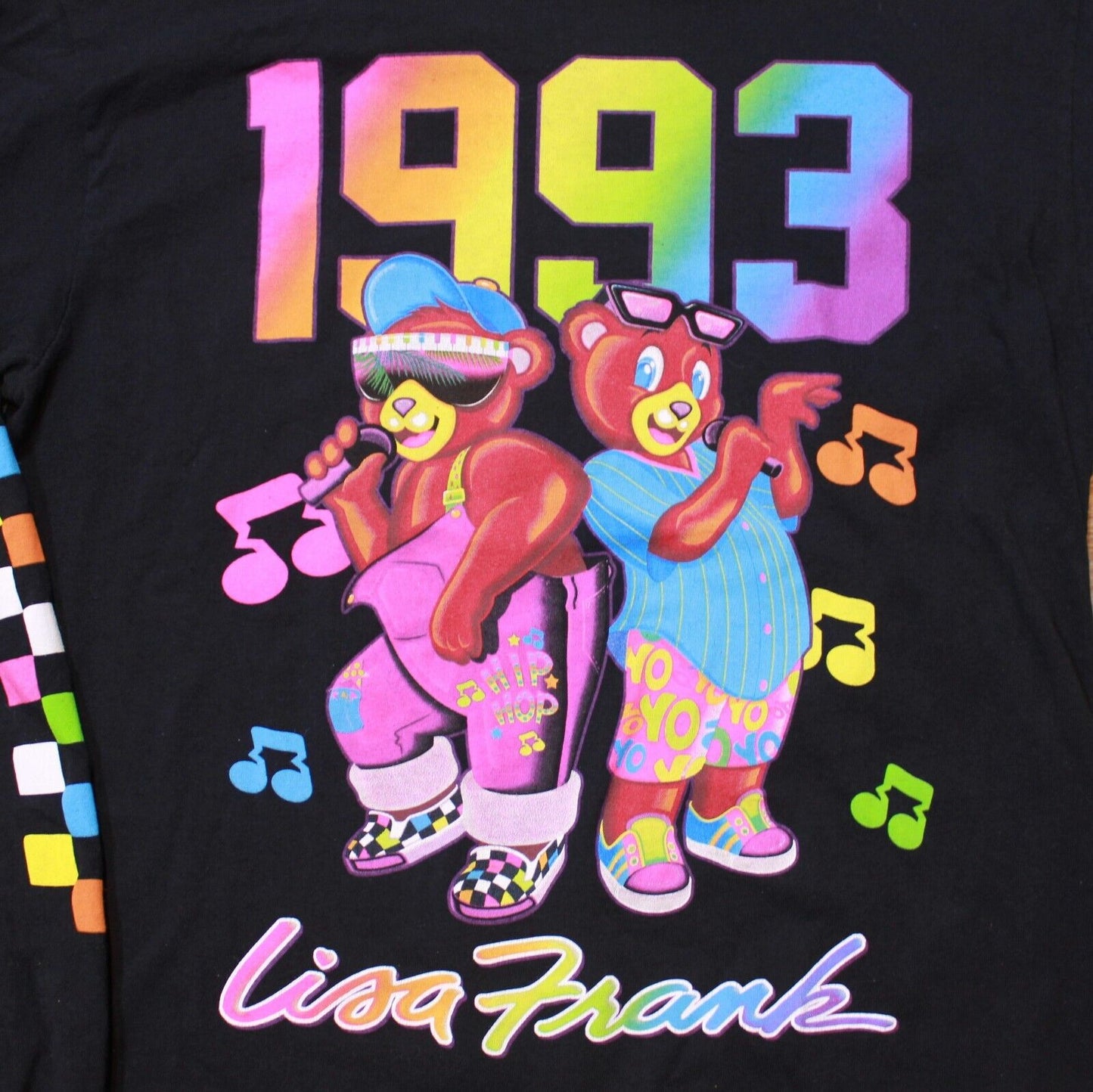 Vintage lisa frank 1993 hip hop bears black long sleeve Women's - Medium
