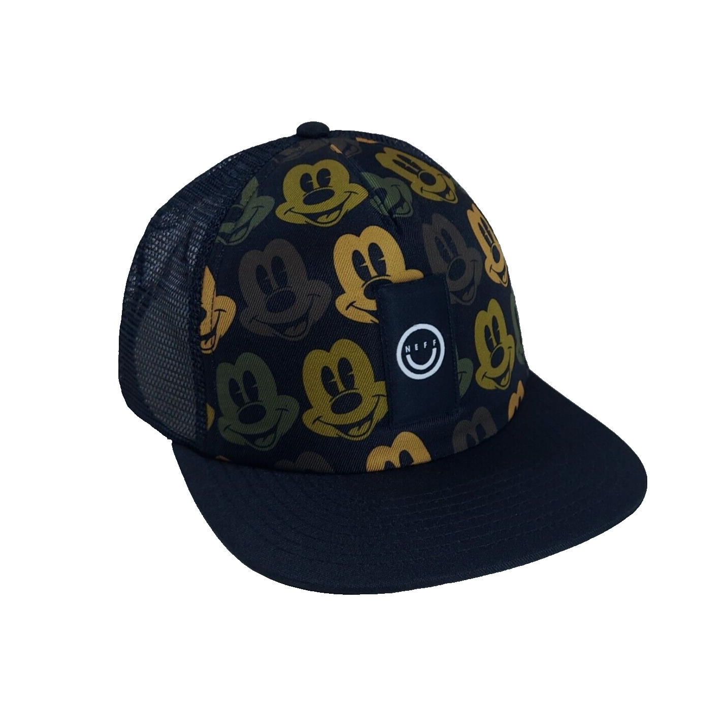 Neff x Disney Mickey Mouse Black Padded Truckers Cap Snapback Brand New