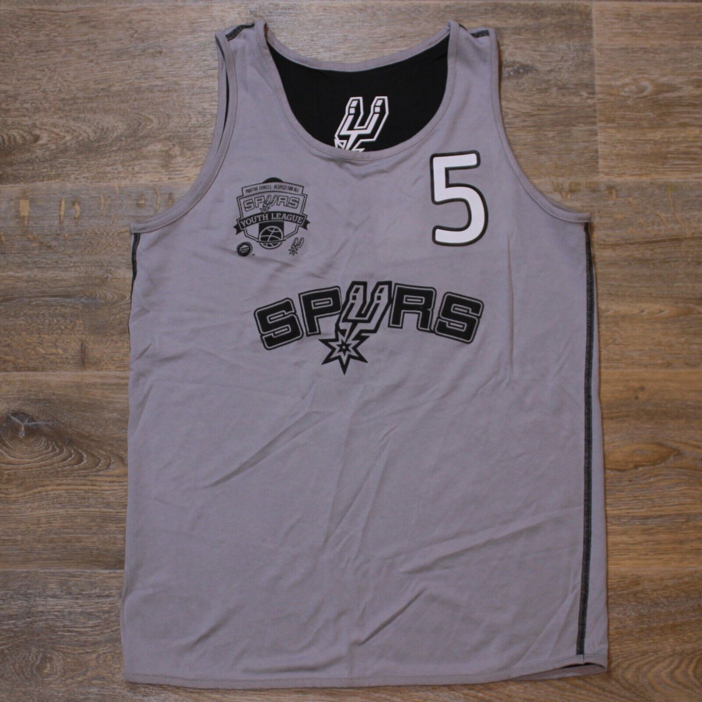 Spurs Youth League Basketball Jersey Reversible Black/Grey Youth Unisex - Small