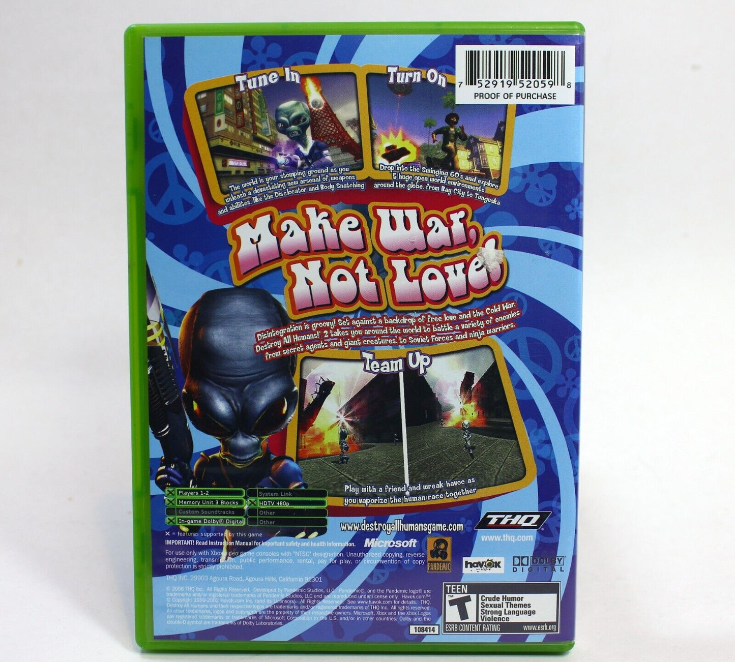 Destroy All Humans 2 (Microsoft Xbox, 2006)