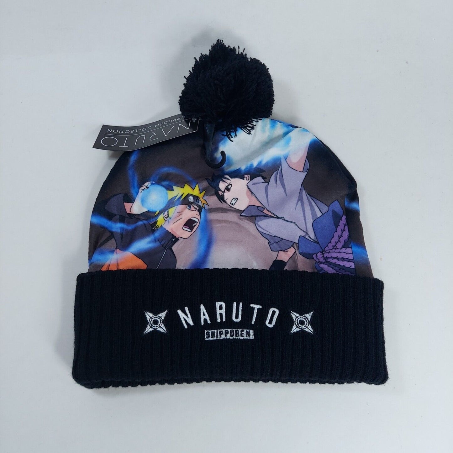 Naruto Shippuden: Naruto Vs Sasuke Cuffed Pom Beanie BioWorld Brand New