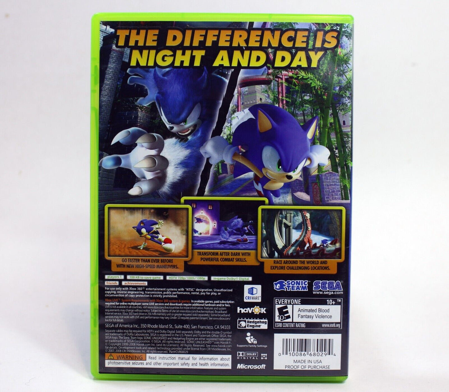 Sonic Unleashed Platinum Hits (Microsoft Xbox 360, 2009)