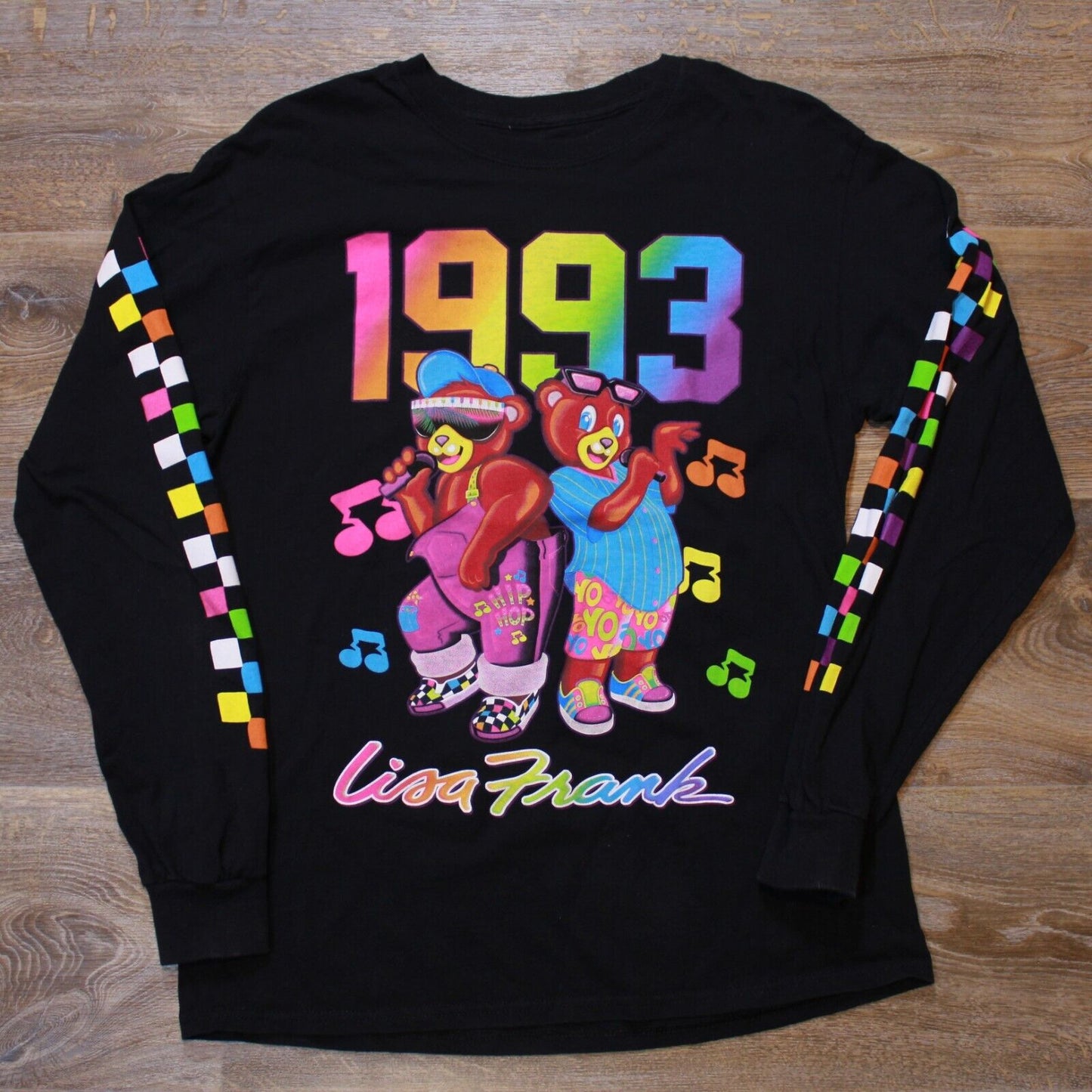 Vintage lisa frank 1993 hip hop bears black long sleeve Women's - Medium
