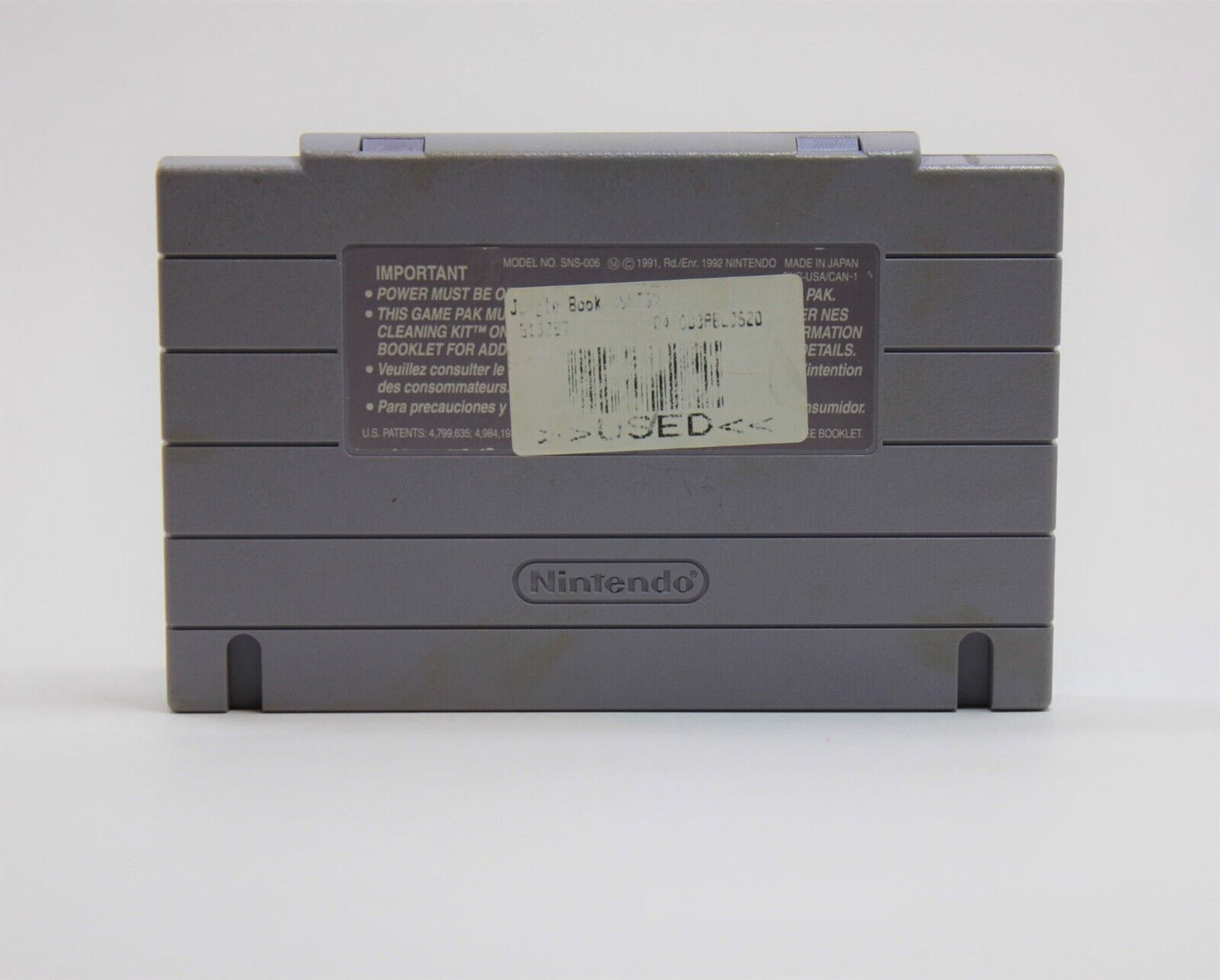 Disneys The Jungle Book USA Release SNES Cartridge
