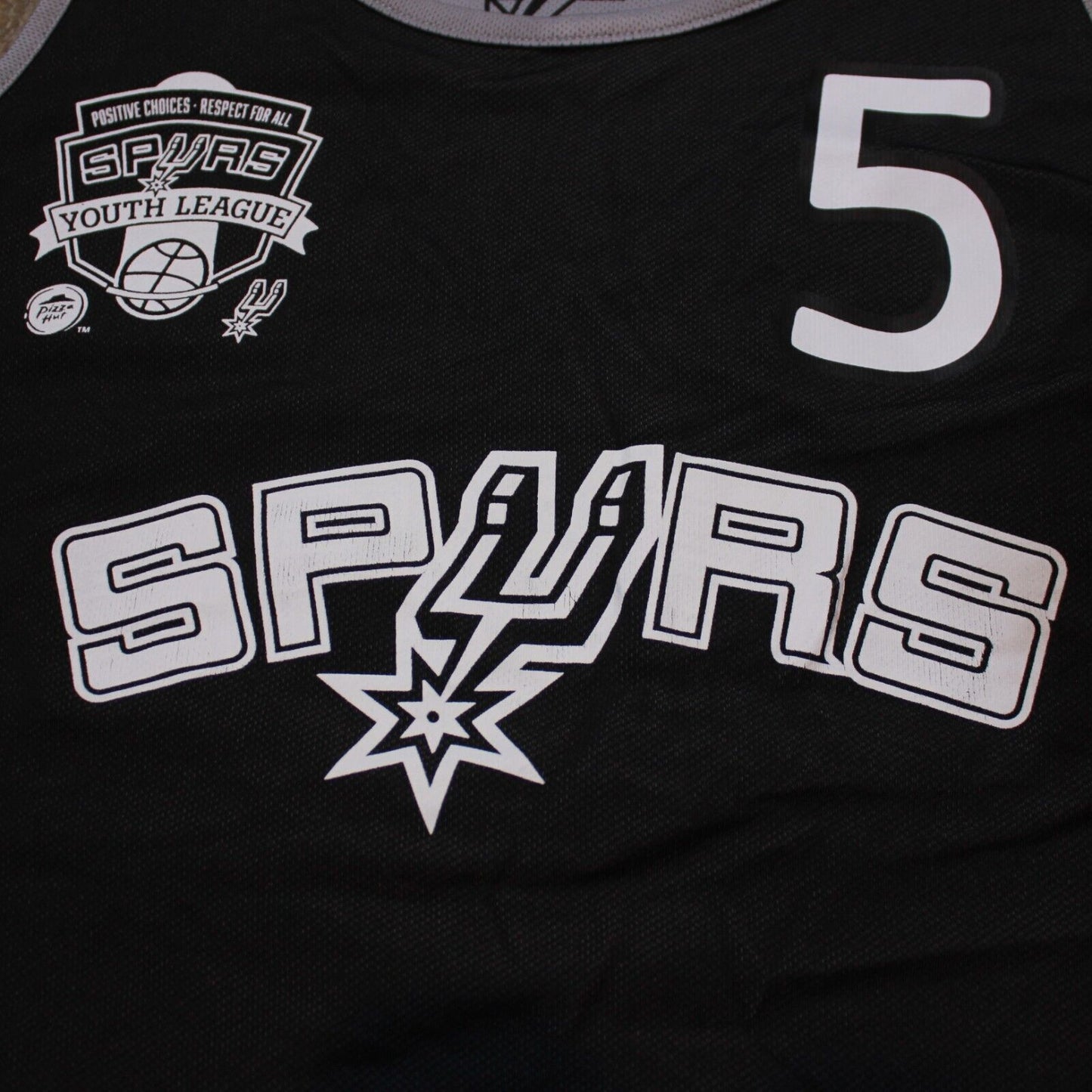 Spurs Youth League Basketball Jersey Reversible Black/Grey Youth Unisex - Small