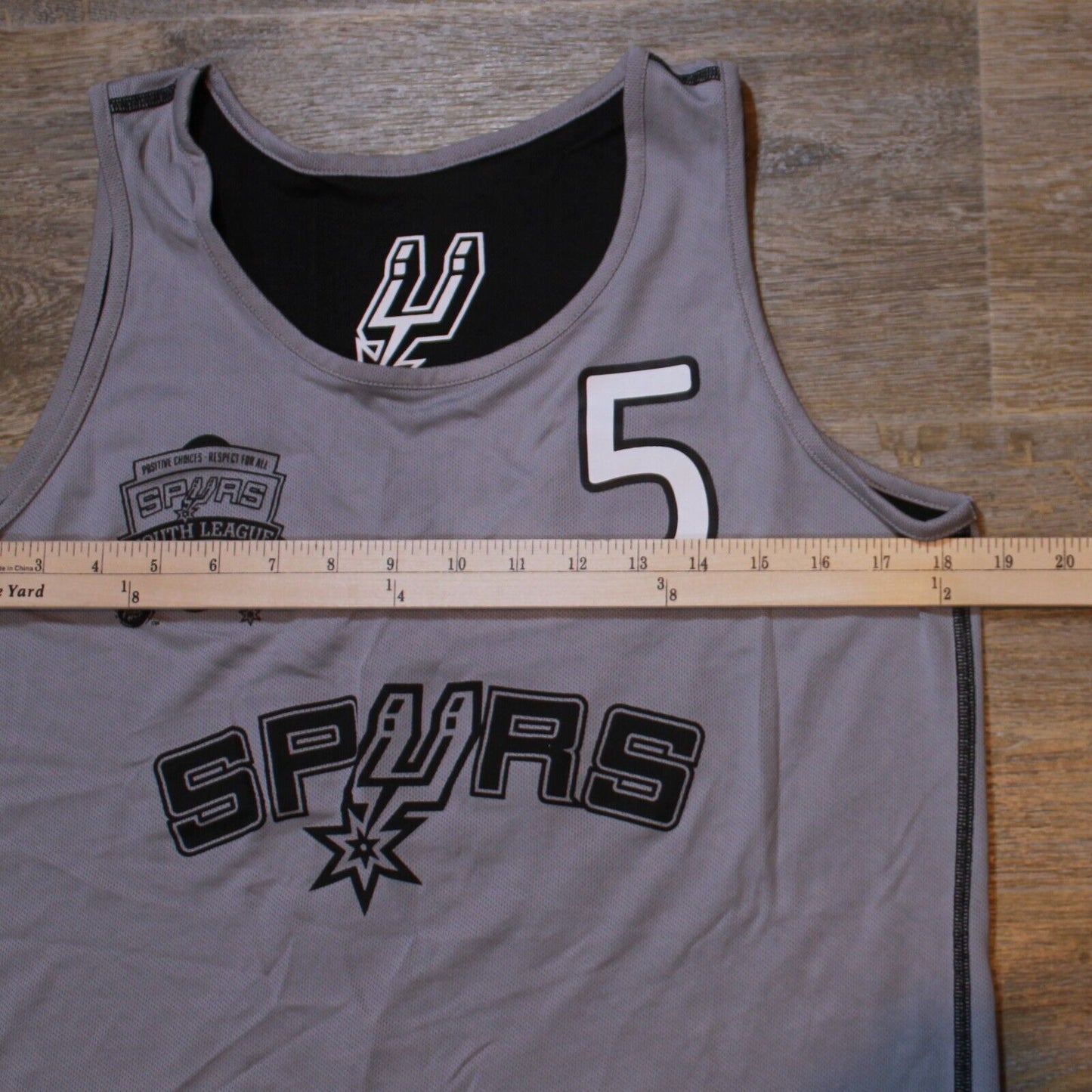 Spurs Youth League Basketball Jersey Reversible Black/Grey Youth Unisex - Small