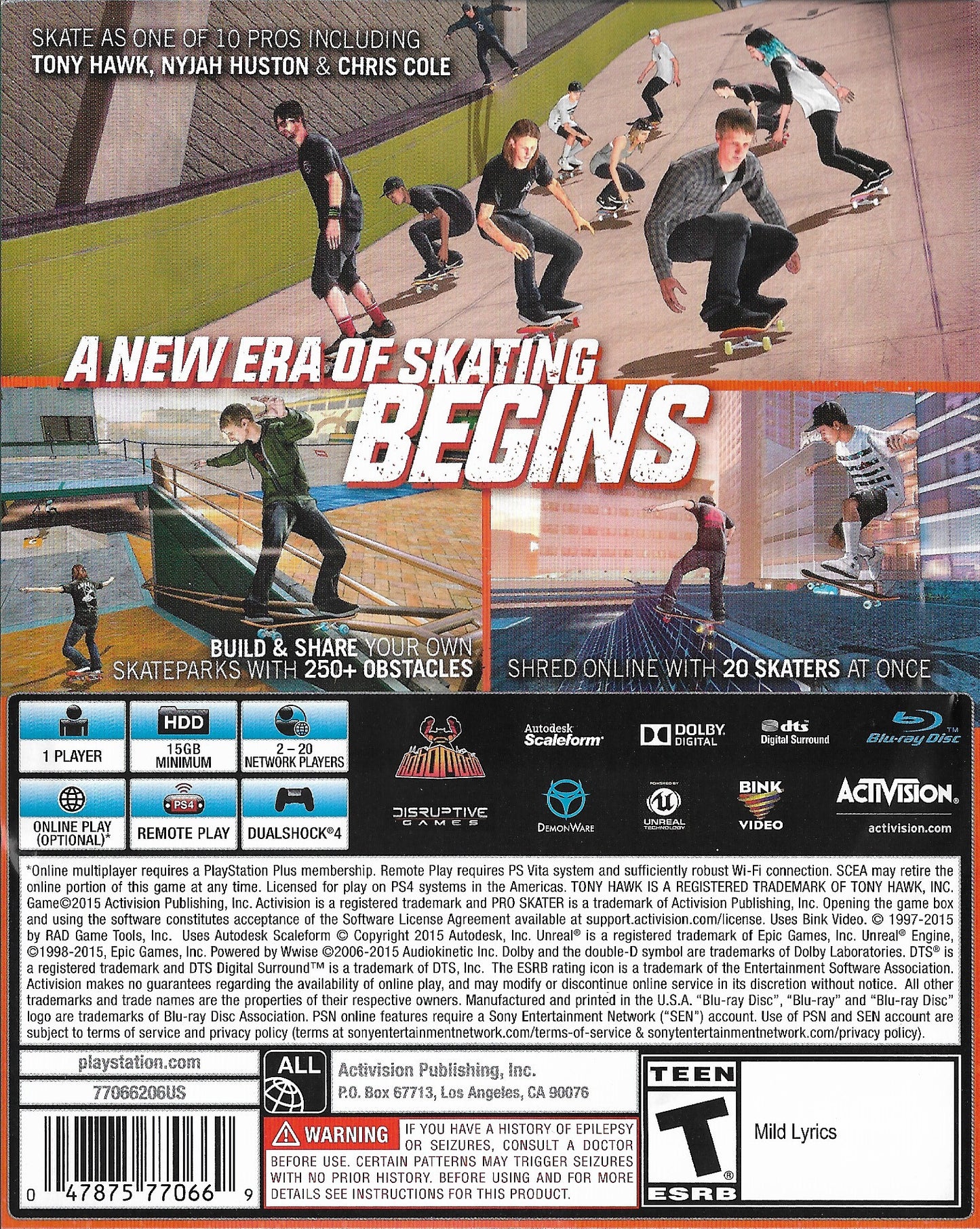 Ps4 Tony Hawk's Pro Skater 5