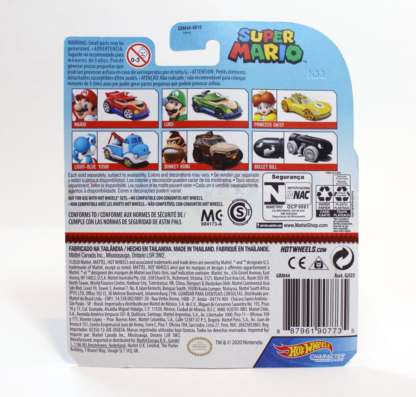 Hot Wheels Super  Mario Donkey Kong, Luigi, Mario, Peach Character Cars