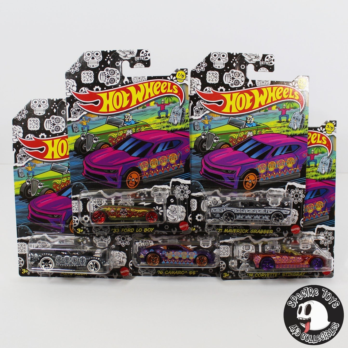Hot Wheels 2021 Halloween Day of The Dead 1-5 Complete Set
