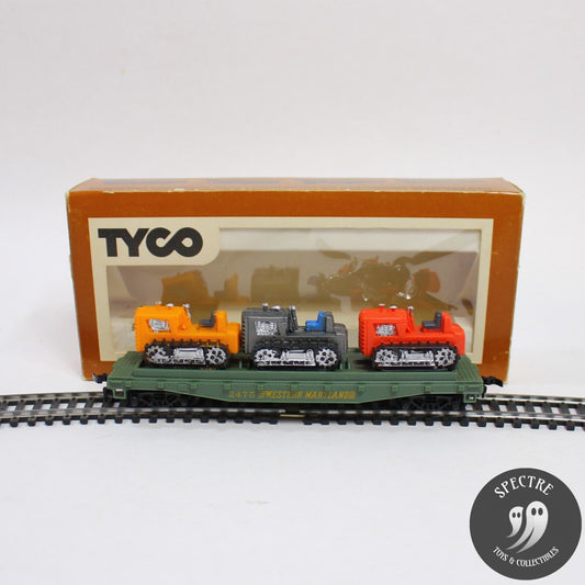 Tyco Skid Flat w/3 Tractors Western Maryland 351A:300 HO Scale Train - In Box