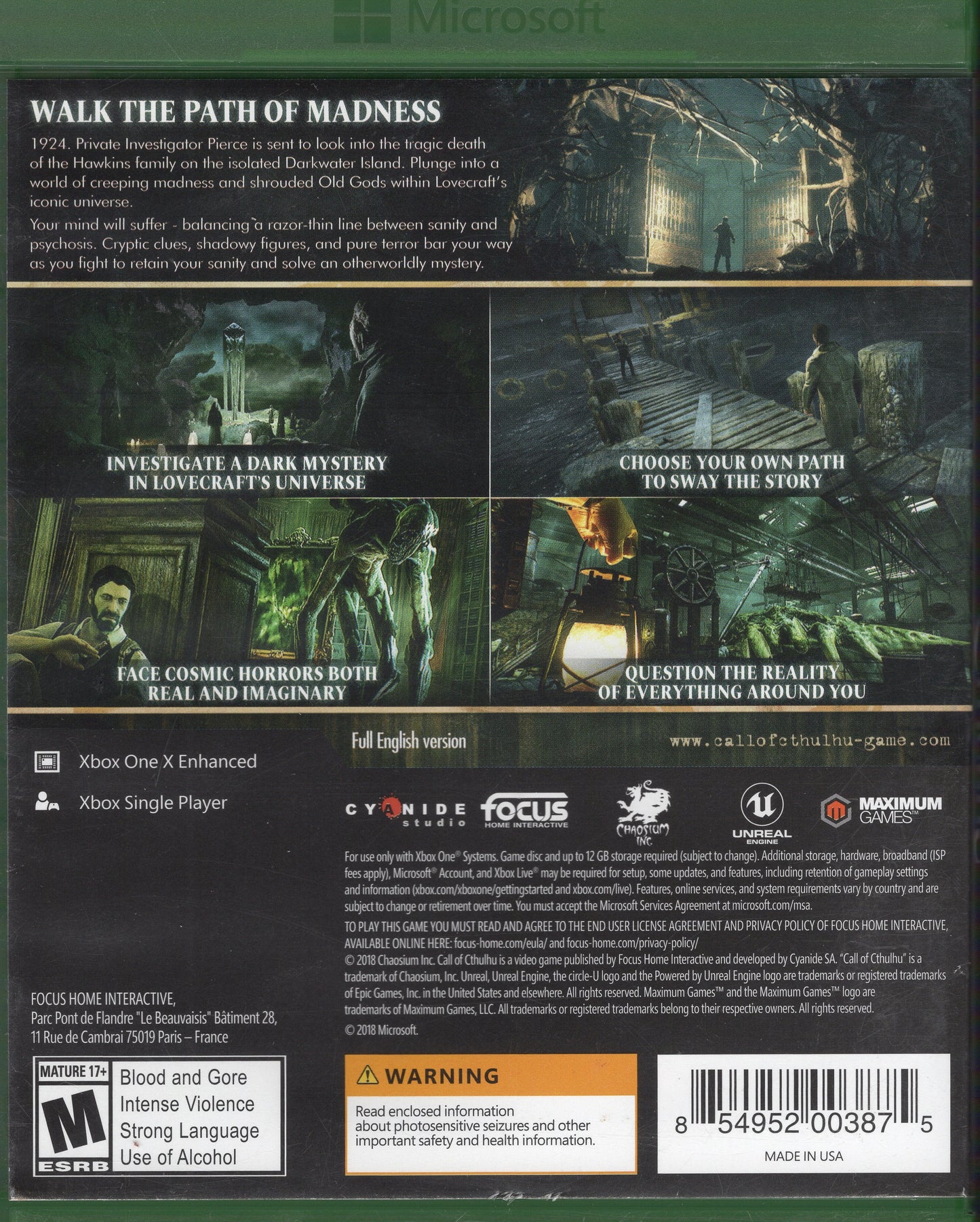 Xbox One Call of Cthulhu