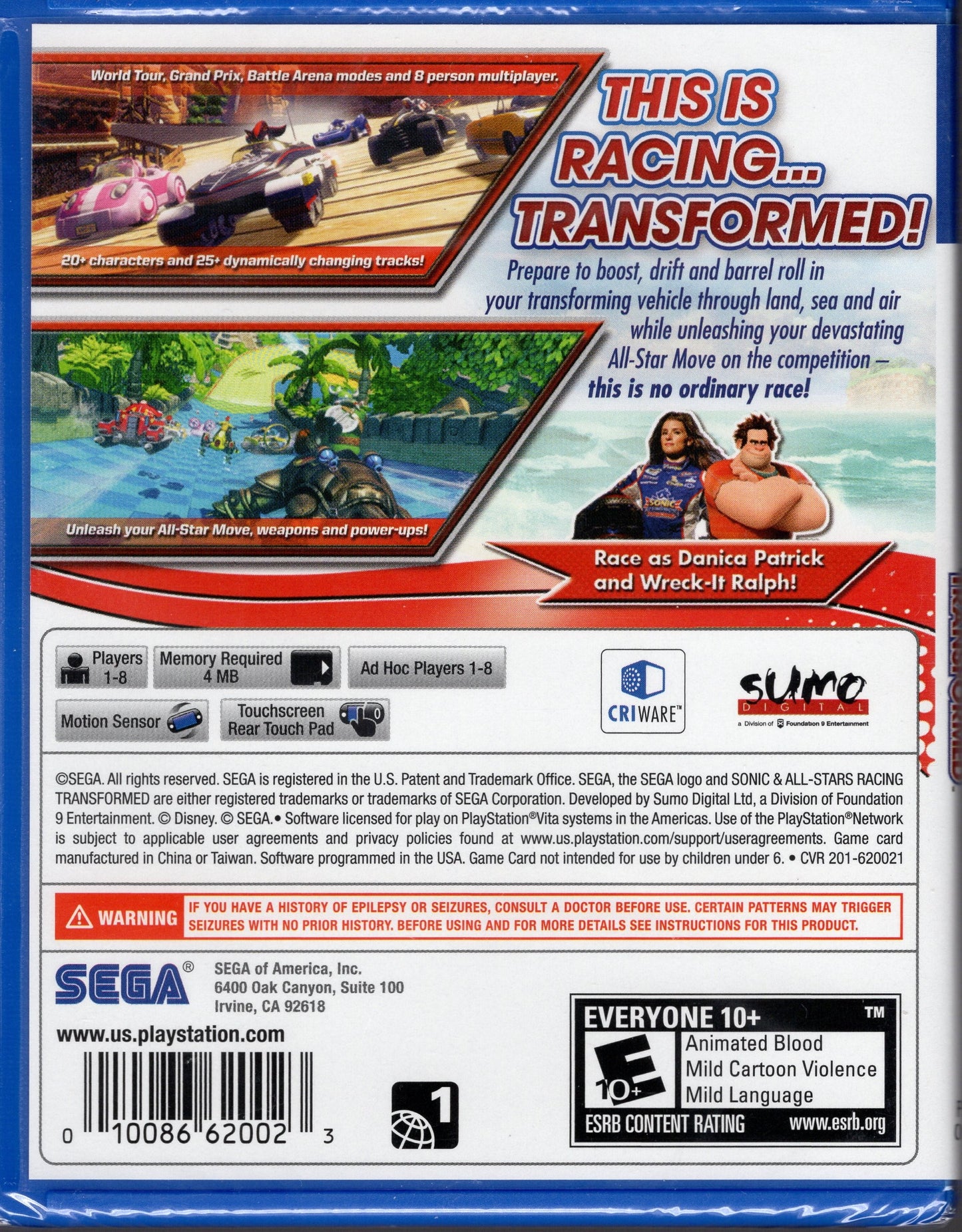 PS Vita Sonic All Stars Racing Transformed