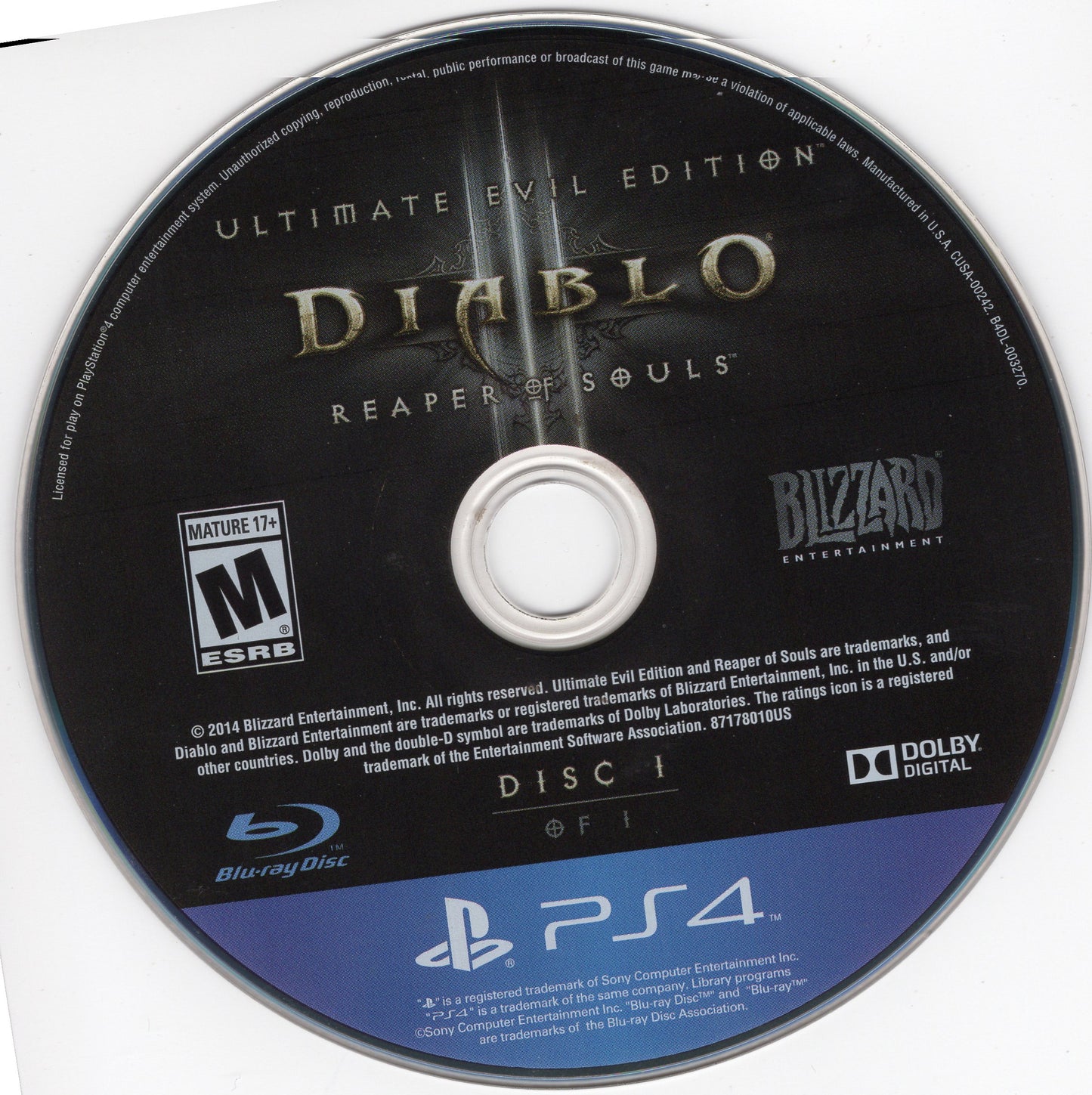 PS4 Diablo III Ultimate Evil Edition (2014) (Disc Only)