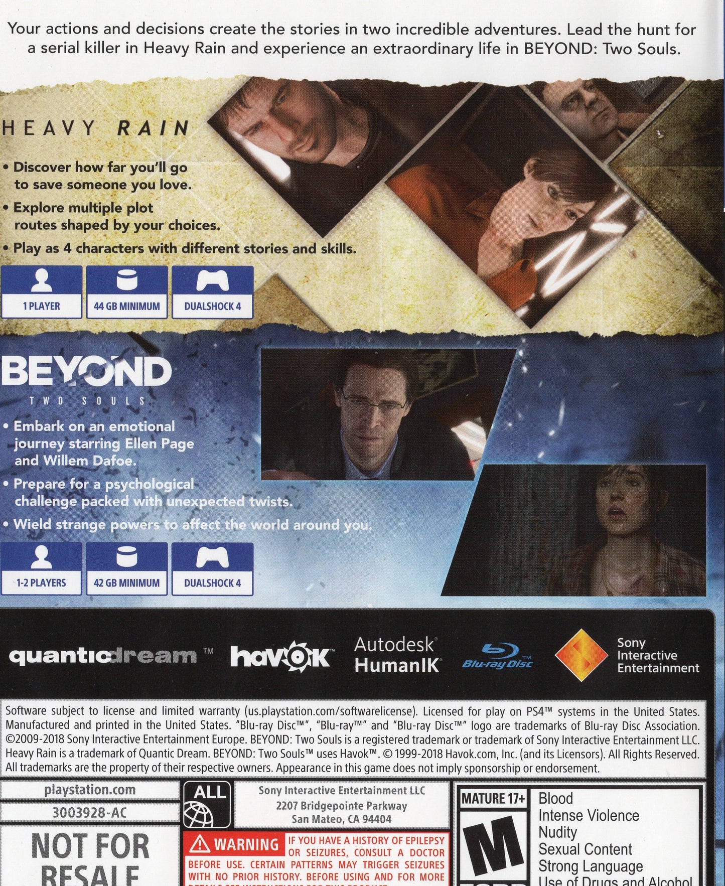PS4 Heavy Rain & Beyond: Two Souls Collection