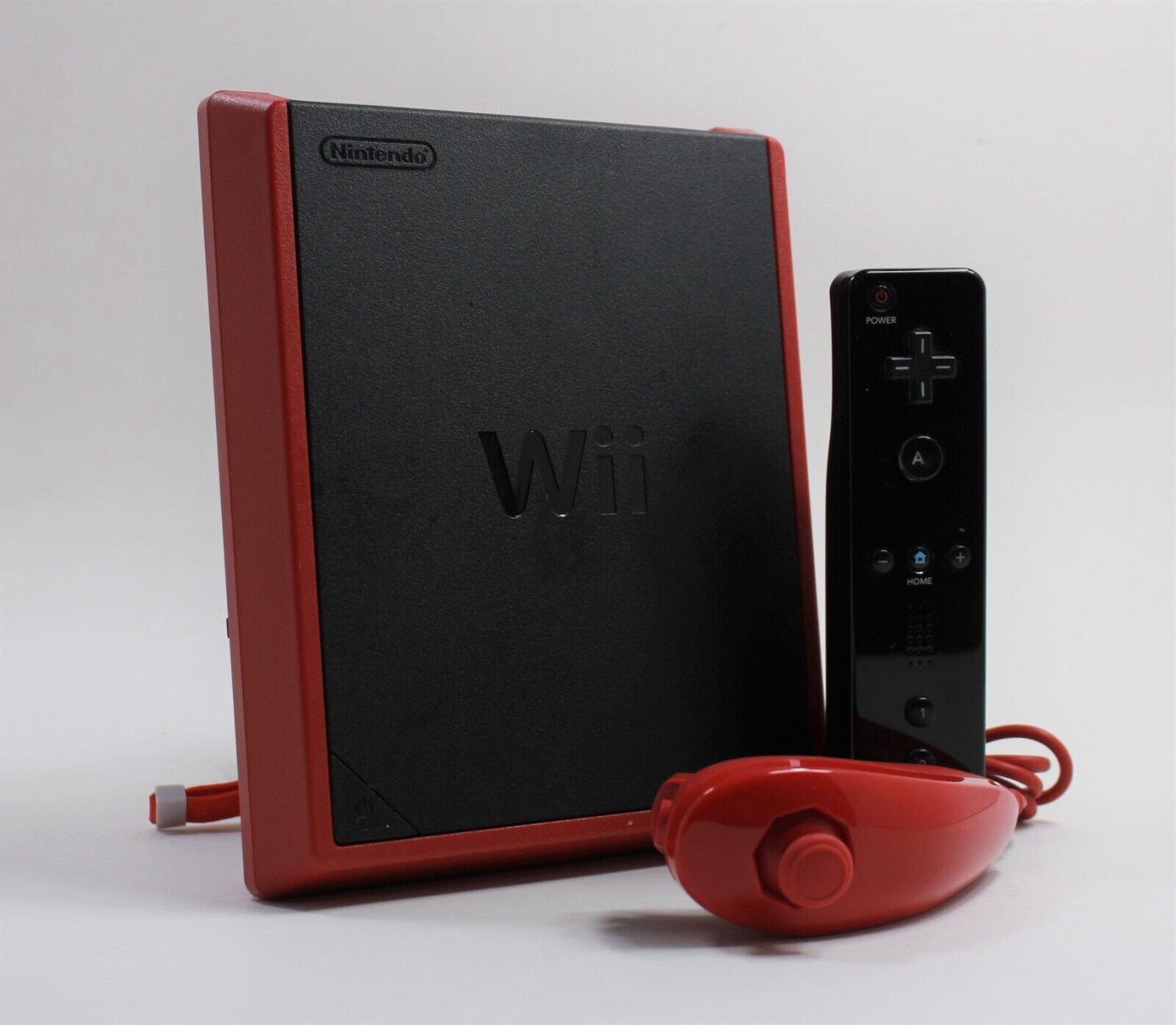 Nintendo Wii Mini RVL-201 Red Console w/Wiimote & Red Nunchuck